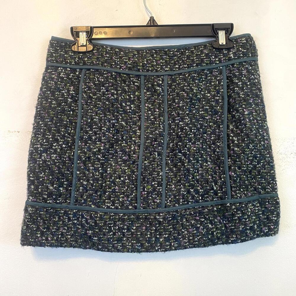 J.Crew green and black wool mini skirt